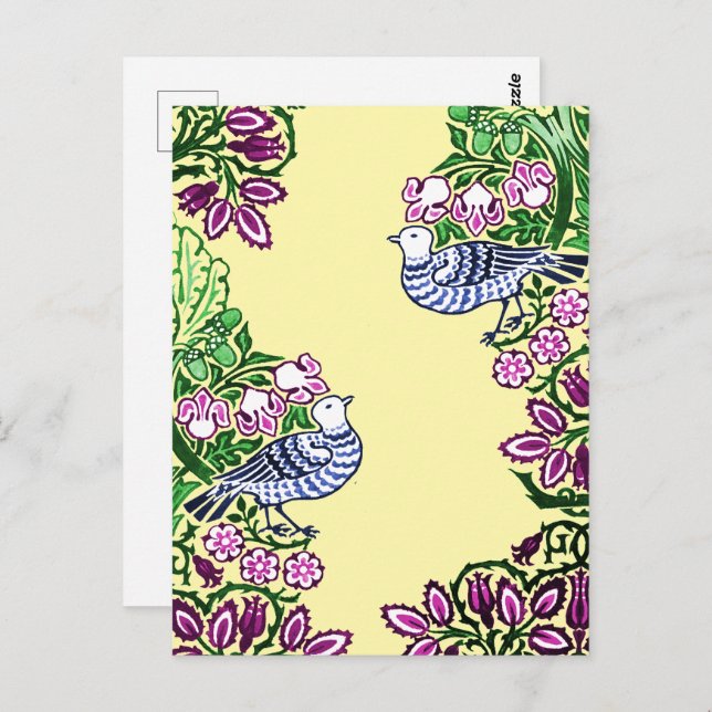 Cartão Postal Bolotas de Flores de Arte Folclórica (Frente/Verso)