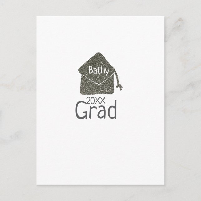 Cartão Postal Bolsa de graduação prateada com brilho adicione no (Frente)