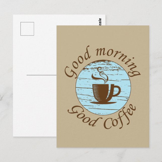 Cartão Postal Bom dia, citações engraçadas de café (Frente/Verso)