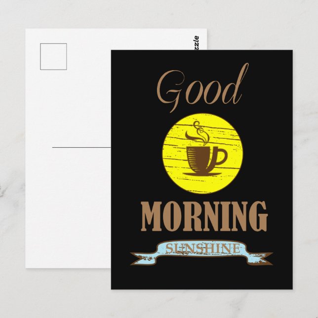 Cartão Postal Bom dia citações engraçadas para quem bebe café (Frente/Verso)