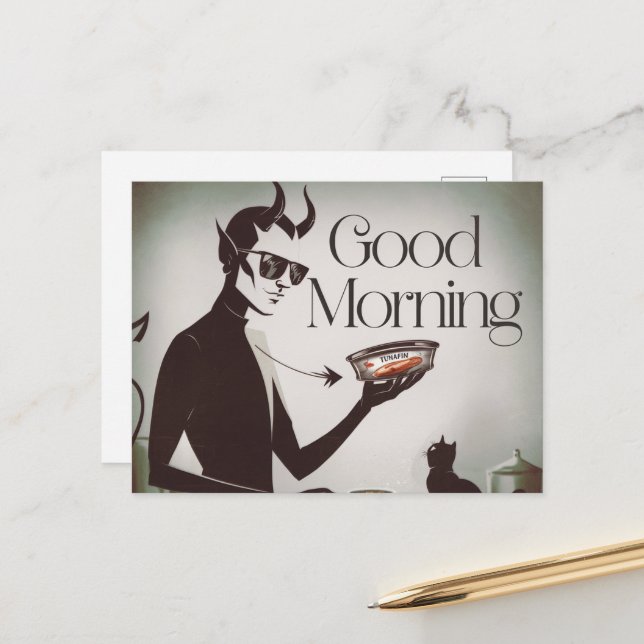 Cartão Postal Bom dia Diabo alimentando atum gelado (Frente/Verso In Situ)