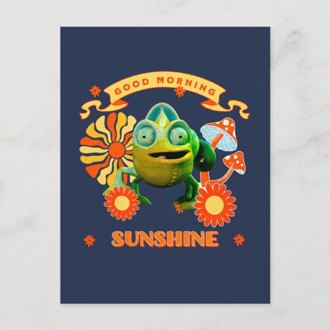 Cartão Postal Bom Dia Sol Chameleão Divertido (Frente)