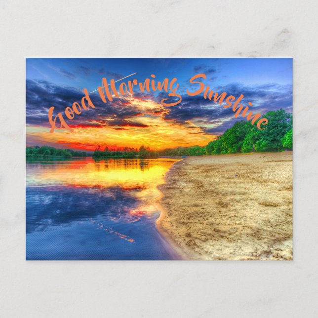 Cartão Postal Bom dia Sunrise Sandy Tropical Beach (Frente)