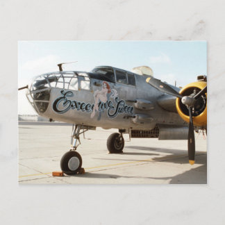 CARTÃO POSTAL BOMBA B25 MITCHELL "DOCE EXECUTIVA" ARTE NARIZ
