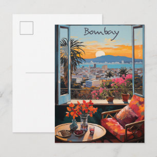 Cartão Postal Bombaim Índia Viagem Cidade Pintura Estética