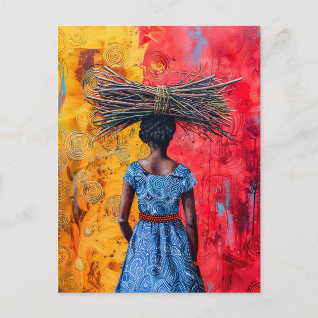 Cartão Postal Bombeiro Carregando de mulheres africanas (Frente)