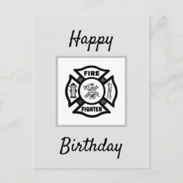 Cartão Postal Bombeiro Flames Feliz Aniversário