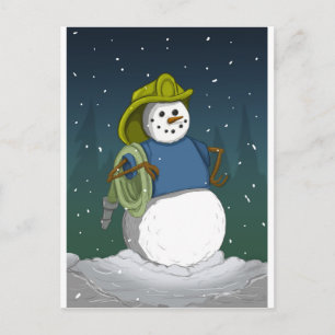 Cartão Postal Bombeiro Snowman