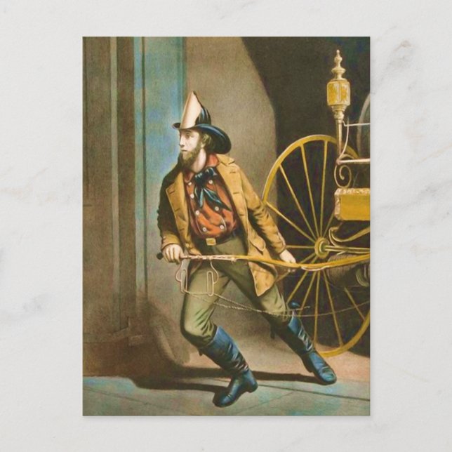 Cartão Postal Bombeiro vitoriano 2 "O Bombeiro Americano" (Frente)