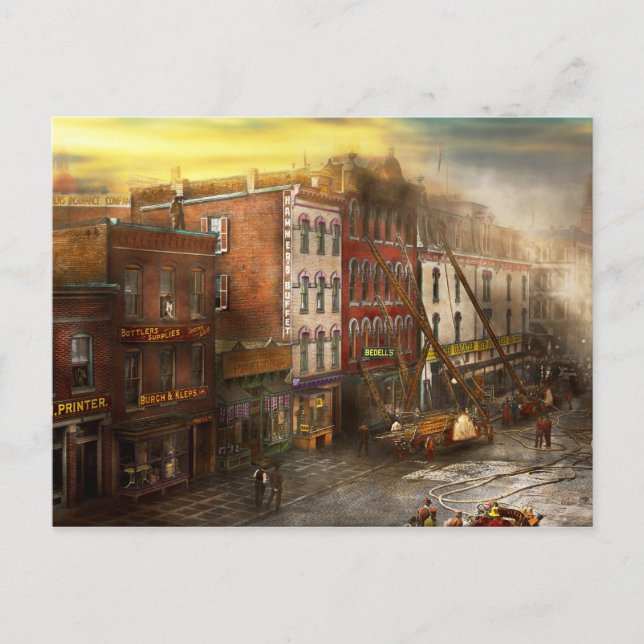 Cartão Postal Bombeiro - Washington DC - Fogo na cama de Bedell (Frente)