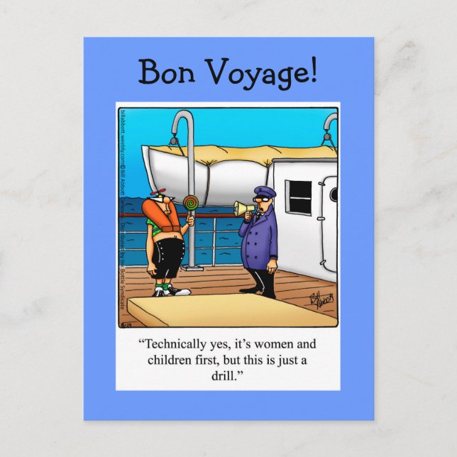 Cartão postal Bon Voyage Humor (Frente)