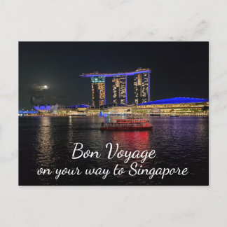 Cartão Postal Bon Voyage - Para as areias da Baía de Singapura
