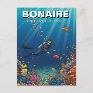 Cartão Postal Bonaire Caribean Países Baixos Mergulhador Mergulh