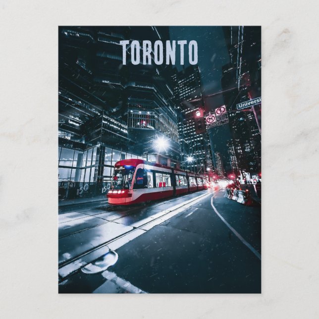Cartão Postal Bonde à Noite em Toronto Ontário (Frente)