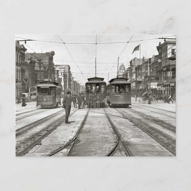 Cartão Postal Bonde de Nova Orleans, 1907 (Frente)