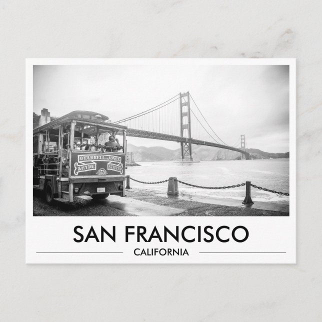 Cartão Postal Bonde de São Francisco na Ponte Golden Gate (Frente)