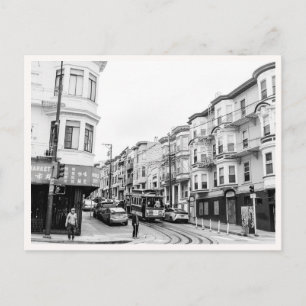 Cartão Postal Bonde do Russian Hill São Francisco Preto e Branco
