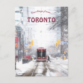 Cartão Postal Bonde num Dia de Neve em Toronto Ontário