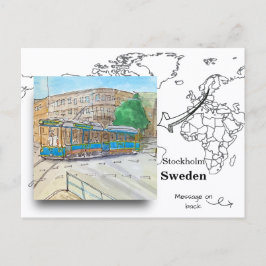 Cartão Postal Bonde Tram em Estocolmo, Suécia