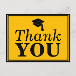 Cartão Postal Boné de Formando Dourada Preta Obrigado