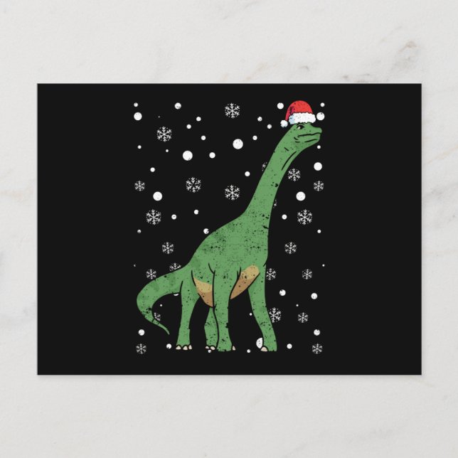 Cartão Postal Boné do Dinossaur dino Papai Noel Natal (Frente)