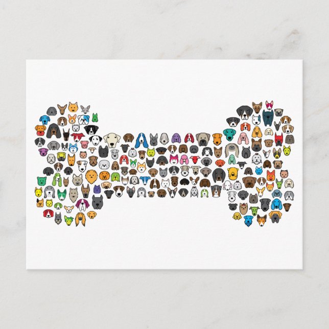 Cartão Postal BONE Dog Cartoon (Frente)