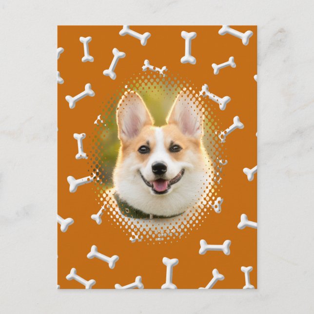 Cartão Postal Bone Pattern Dog Frame Art (Frente)