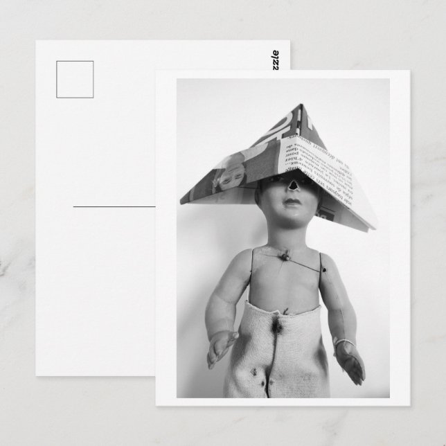 Cartão Postal Boneca com chapéu de papel - Jack (Frente/Verso)