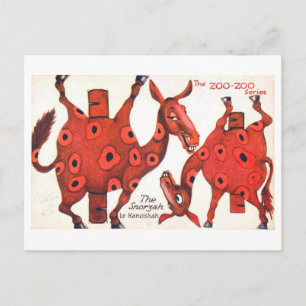 Cartão Postal Boneca de papel de animal retrô--Snorzah