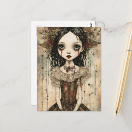 Cartão Postal Boneca de Vampiro Fofa Mídia Mista