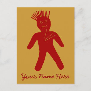 Cartão Postal Boneca de Voodoo Vermelha Sanguínea