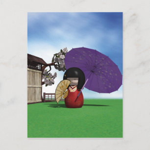 Cartão Postal Boneca Kokeshi