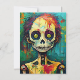 Cartão Postal Boneca Zombie com Olhos Amarelos