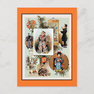 Cartão Postal Bonecas chinesas do século XIX, antigas vitorianas