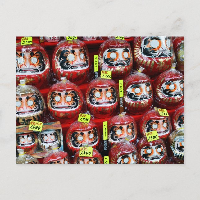 Cartão Postal Bonecas Daruma da Sorte do Japão (Frente)
