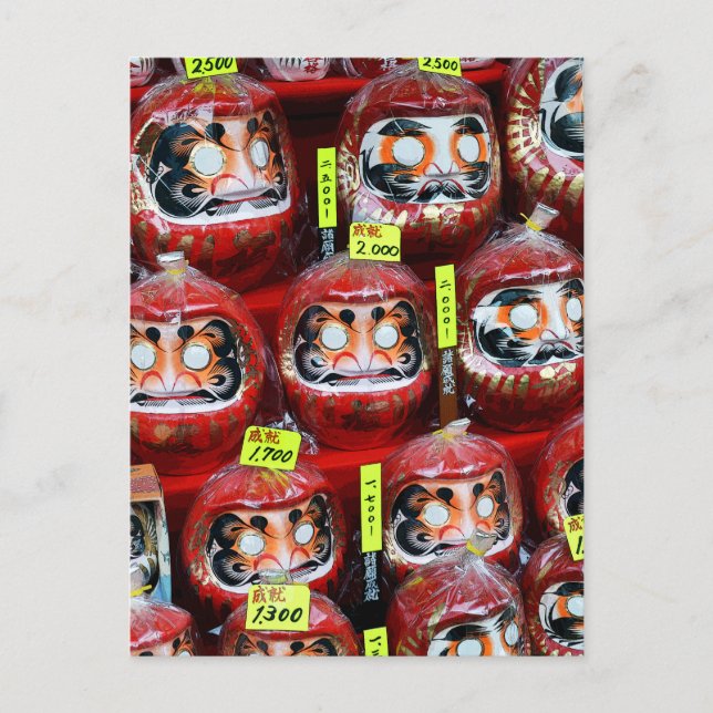 Cartão Postal Bonecas Daruma da Sorte do Japão (Frente)
