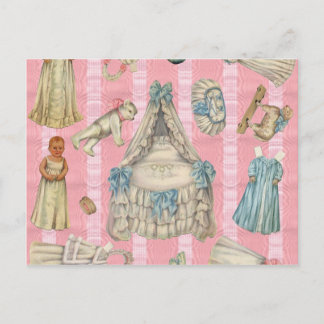 Cartão Postal Bonecas do papel do berçário do Victorian