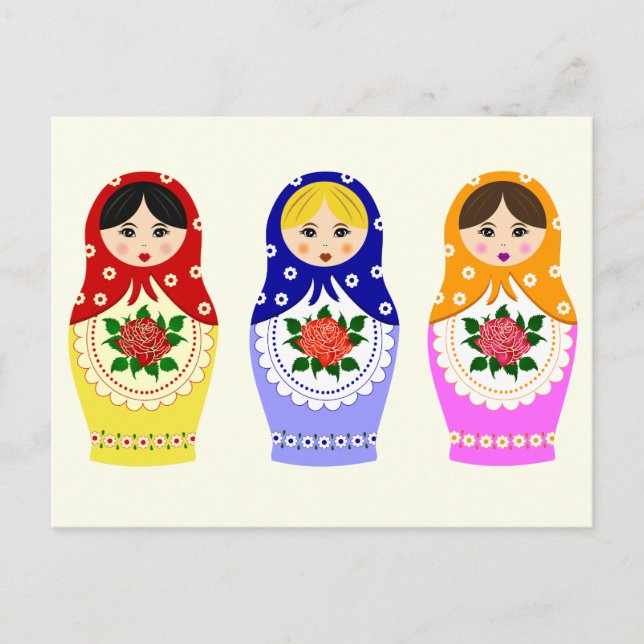 Cartão Postal Bonecas russas matryoshka (Frente)