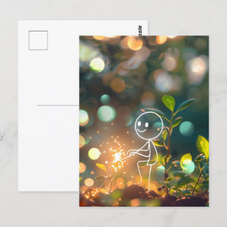 Cartão Postal Boneco de arte branco, Posto de passagem