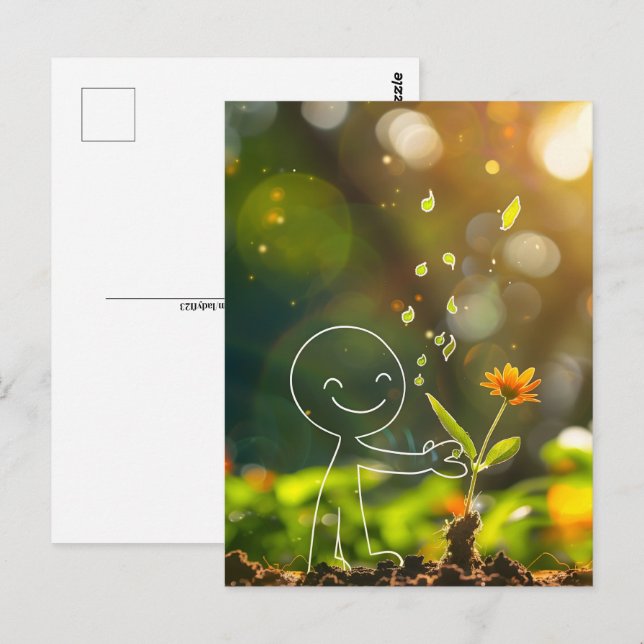 Cartão Postal Boneco de arte branco, Posto de passagem (Frente/Verso)