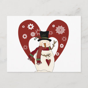 Cartão Postal Boneco de Neve Ama Camisetas e Presentes de Neve