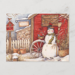 Cartão Postal Boneco de Neve Antigo