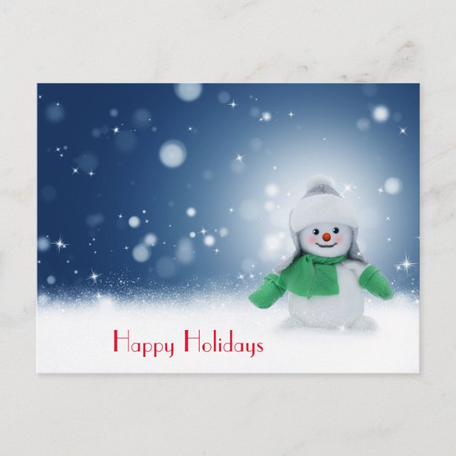 Cartão Postal Boneco de neve com um cachecol  (Frente)