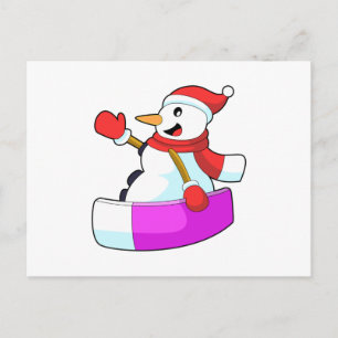 Cartão Postal Boneco de Neve como Pranchista com Sonowboard.PNG