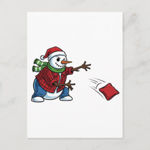 Cartão Postal Boneco de Neve Cornhole Natal 2026 Festa de Cauda