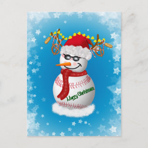 Cartão Postal Boneco de Neve de Beisebol Decorado Com Lanches Po