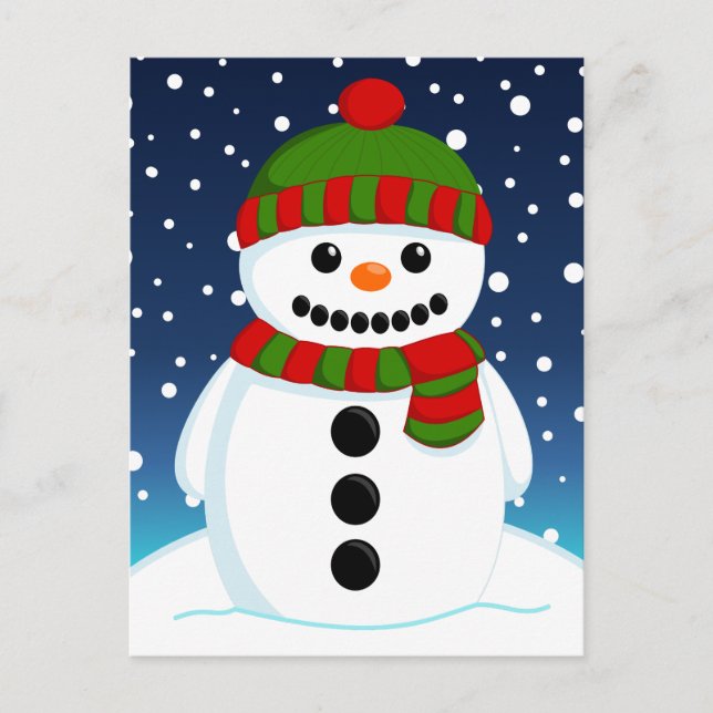 Cartão Postal Boneco de Neve de Natal Adorável (Frente)
