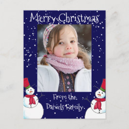 Cartão Postal Boneco de Neve de Natal Personalizado Foto