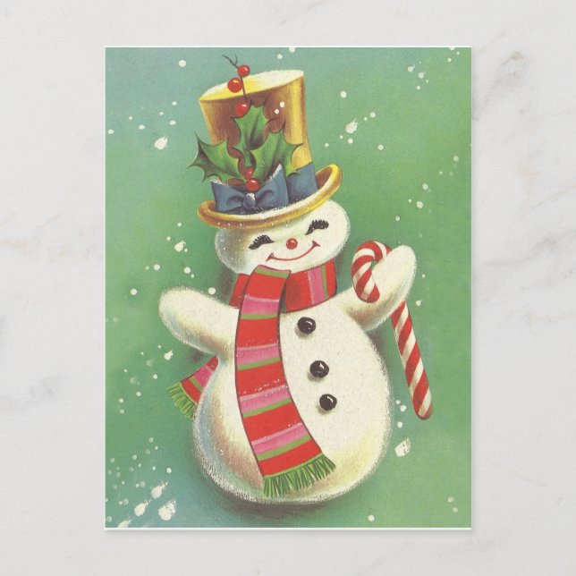 Cartão Postal Boneco de Neve Feliz (Frente)