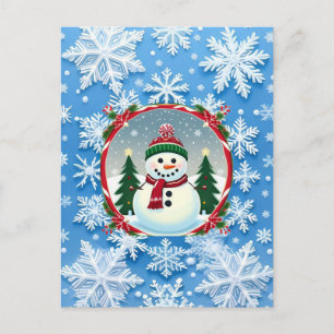 Cartão Postal ❄️ Boneco de Neve Floco de Neve Magia de Inverno F